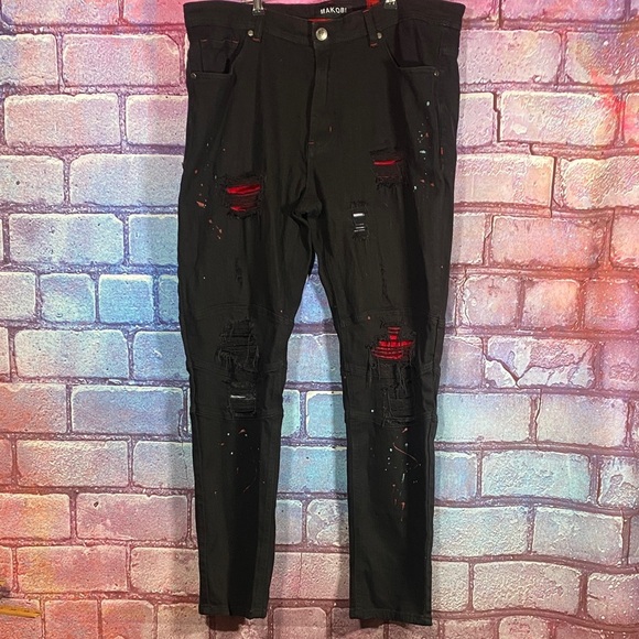 Makobi Other - Makobi Distressed Paint Splatter Black Jeans Men’s 40x32 Streetwear Denim